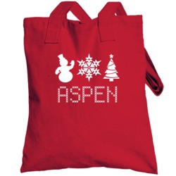 Aspen Snowman Snowflake Christmas Tree Cute Name Holiday Gift Totebag