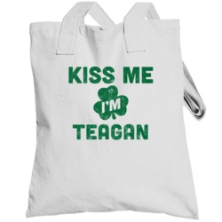 Kiss Me I'm Teagan Funny St Patricks Day Irish Beer Drinking Totebag