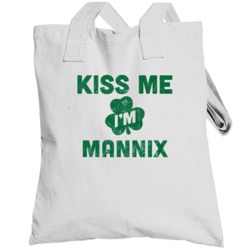 Kiss Me I'm Mannix Funny St Patricks Day Irish Beer Drinking Totebag