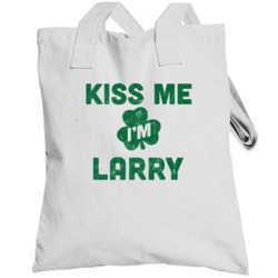 Kiss Me I'm Larry Funny St Patricks Day Irish Beer Drinking Totebag
