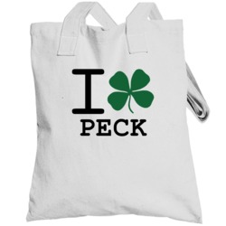 Peck Michigan I Heart Love Irish Green Clover Totebag