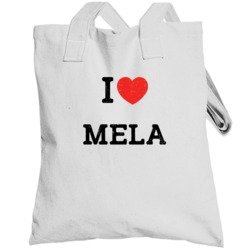I Love Heart Mela First Name Worn Look Totebag