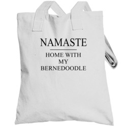 Namaste Stay Home With My Bernedoodle Pet Cat  Funny Yoga Totebag
