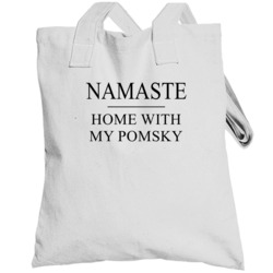 Namaste Stay Home With My Pomsky Pet Cat  Funny Yoga Totebag