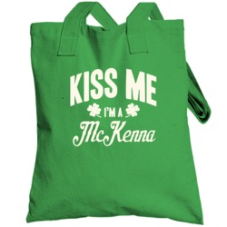 Kiss Me I'm A Last Name Irish Ireland St Patricks Day Totebag