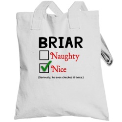 Naughty Nice Santa List Christmas Customizable Totebag