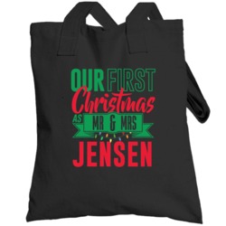 First Christmas As Mr And Mrs Jensen Love Newlyweds Holiday Gift Toteb