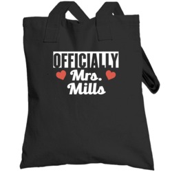 Officially Mrs Mills Just Married Wife Funny Totebag