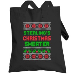 Sterling Ugly Christmas Sweater Funny Custom Name Holiday Gift Totebag