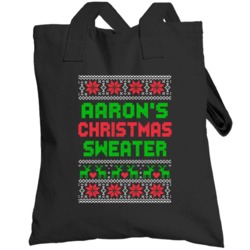 Aaron Ugly Christmas Sweater Funny Custom Name Holiday Gift Totebag