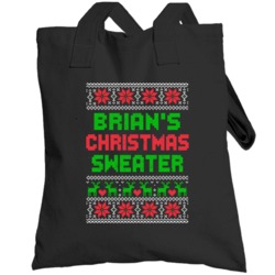 Brian Ugly Christmas Sweater Funny Custom Name Holiday Gift Totebag
