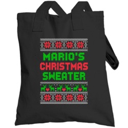 Mario Ugly Christmas Sweater Funny Custom Name Holiday Gift Totebag