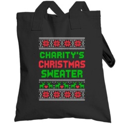 Charity Ugly Christmas Sweater Funny Custom Name Holiday Gift Totebag