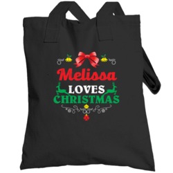 Melissa Loves Christmas Custom First Name Party Holiday Gift Totebag