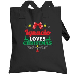 Ignacio Loves Christmas Custom First Name Party Holiday Gift Totebag