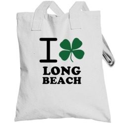 Long Beach Nassau County New York State I Love Heart Clover Totebag