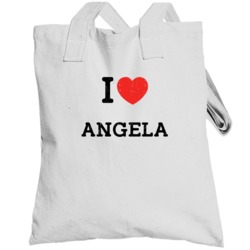 I Love Heart Angela First Name Worn Look Totebag