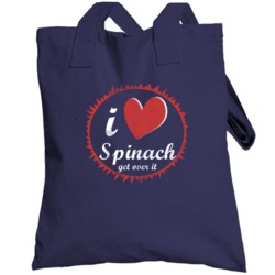 I Love Spinach Get Over It Fun Vintage Heart Totebag