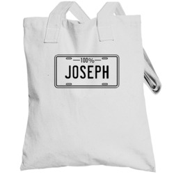 100 Percent Joseph Name License Plate Totebag