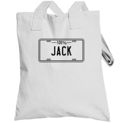100 Percent Jack Name License Plate Totebag