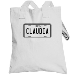 100 Percent Claudia Name License Plate Totebag