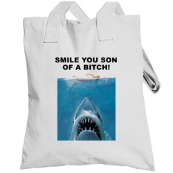 Jaws Shark Head Smile You Son Of A Bitch Movie Quotes Totebag