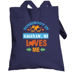 Michigan Somebody Loves Me Heart Totebag