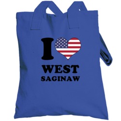 West Saginaw I Love Heart Usa Flag Texas Totebag