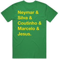 Brazil Neymar Silva Coutinho Marcelo Jesus World Cup Team Fan T Shirt Brazil Neymar Silva Coutinho Marcelo Jesus World Cup Team Fan T Shirt