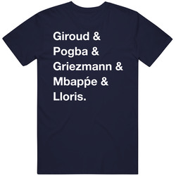 France Giroud Pogba Griezmann Mbappe Lloris World Cup Team Fan T Shirt France Giroud Pogba Griezmann Mbappe Lloris World Cup Team Fan T Shirt