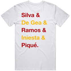 Spain Silva De Gea Ramos Iniesta Pique World Cup Player Fan T Shirt Spain Silva De Gea Ramos Iniesta Pique World Cup Player Fan T Shirt