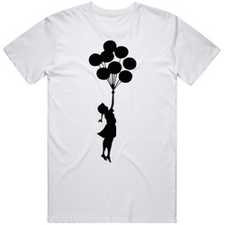 Flying Balloons Girl Banksy Street Art Graffiti Painting Fan T Shirt Flying Balloons Girl Banksy Street Art Graffiti Painting Fan T Shirt