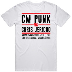 Cm Punk Vs Chris Jericho Wrestlemania Xxviii Retro Look T Shirt