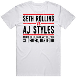 Seth Rollins Vs Aj Styles Money In The Bank Retro Look T Shirt