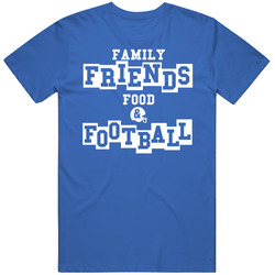 Family Friends Food And Football American Thanksgiving Royal Blue T Sh