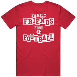 Family Friends Food And Football American Thanksgiving Red T Shirt