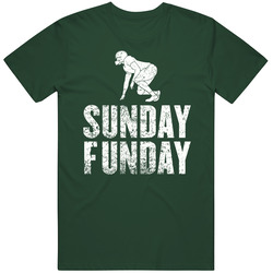 Sunday Funday Football Fan Distressed Green T Shirt