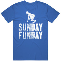 Sunday Funday Football Fan Distressed Blue T Shirt