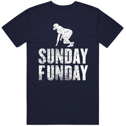 Sunday Funday Football Fan Distressed Navy T Shirt