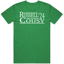 Bill Russell Bob Cousy For President '24 Boston Basketball Fan T 
