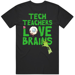 Tech Teachers Love Brains School Halloween Spooky Zombie T Shirt