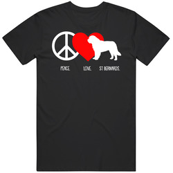 Peace Love St Bernards Dog Owner Puppy Fan T Shirt Peace Love St Bernards Dog Owner Puppy Fan T Shirt