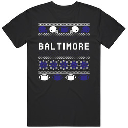 Baltimore Football Ugly Christmas Sweater 8bit Pixel Art Fan T Shirt