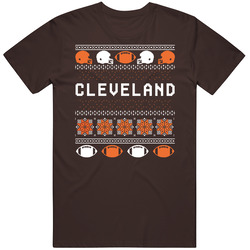 Cleveland Football Ugly Christmas Sweater 8bit Pixel Art Fan T Shirt