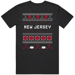 New Jersey Hockey Ugly Sweater 8bit Pixel Fan T Shirt