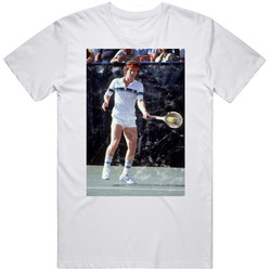 John Mcenroe Red Headband Iconic Tennis Photo Worn Look T Shirt John Mcenroe Red Headband Iconic Tennis Photo Worn Look T Shirt