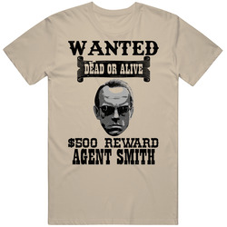 Agent Smith Wanted Dead Or Alive Worn Look T Shirt Agent Smith Wanted Dead Or Alive Worn Look T Shirt