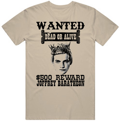 Joffrey Baratheon Wanted Dead Or Alive Worn Look T Shirt Joffrey Baratheon Wanted Dead Or Alive Worn Look T Shirt