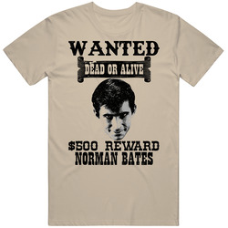 Norman Bates Wanted Dead Or Alive Worn Look T Shirt Norman Bates Wanted Dead Or Alive Worn Look T Shirt