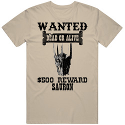 Sauron Wanted Dead Or Alive Worn Look T Shirt Sauron Wanted Dead Or Alive Worn Look T Shirt